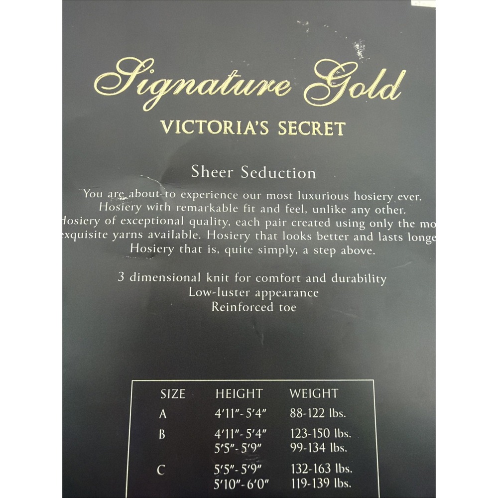 Victoria's Secret Signature Gold Sheer Seduction Stockings 15 Denier Black SizeB - Picture 5 of 13